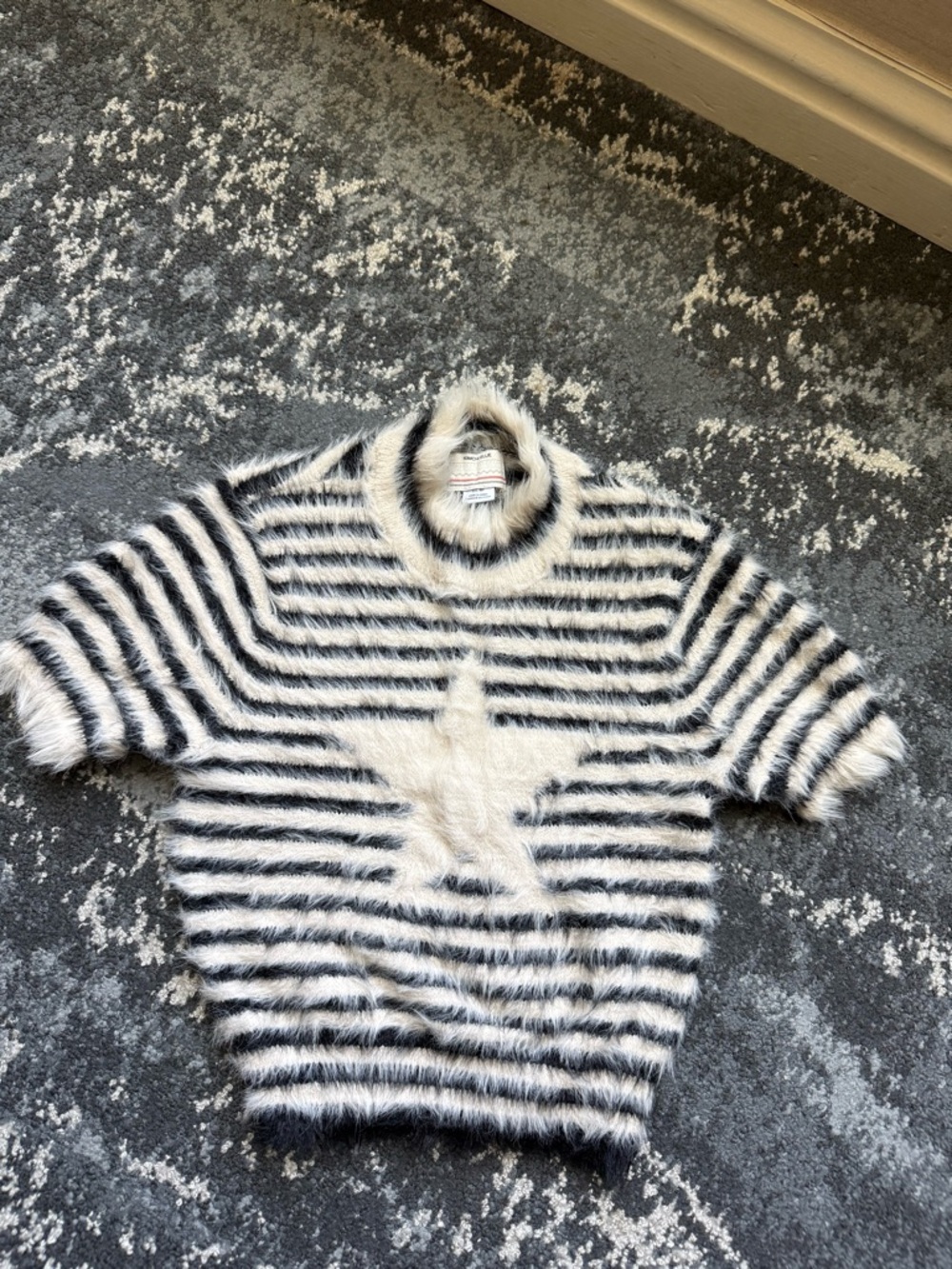 Kimchi Blue Black & White Fuzzy Star Turtleneck Sweater